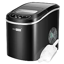 Máquina de Gelo Portátil Automática VIVOHOME 12kg/24h, Compacta, Função Autolimpeza, Colher, 10 Sacos, 110V 120W, Dourado