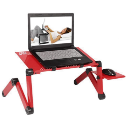 Mesa dobrável vermelha para laptop, suporte ajustável, mesa portátil dobrável com placa de mouse pad, SPGG, Vermelho