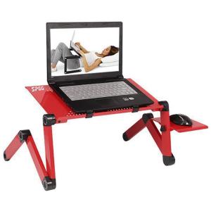 Mesa dobrável vermelha para laptop, suporte ajustável, mesa portátil dobrável com placa de mouse pad, SPGG, Vermelho
