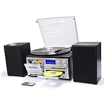 Toca Discos Retro 3 Velocidades com Alto Falantes, Gartopvoiz, Preto