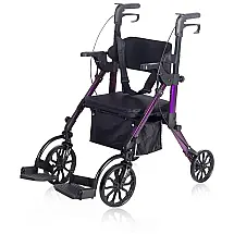 Andador 2 em 1 para Adultos e Idosos de até 136 kg Dobrável com Freios e zenamento, ELENKER, Roxo