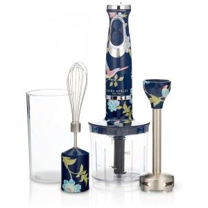 Mixer de Imersão 4 em 1 Laura Ashley 150W Azul Marinho Elveden, 2 Velocidades, Inox, Batedor, Copo Medidor 300ml, VQ-SBHB219-LAEN-US 120V