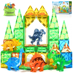 Blocos Magnéticos de Dinossauros 3D com Movimento para Crianças - Brinquedos Sensoriais de Exterior para Carrinhos 35x57cm - Coodoo