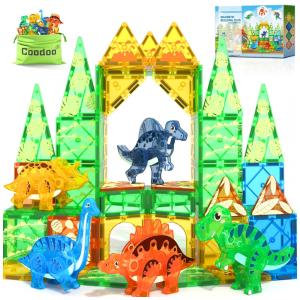 Blocos Magnéticos de Dinossauros 3D com Movimento para Crianças - Brinquedos Sensoriais de Exterior para Carrinhos 35x57cm - Coodoo