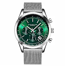 Relgio Crongrafo Stuhrling H975SS 44mm, Verde e Prata