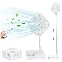 Ventilador de Mesa Portátil com Altura Ajustável, Controle Remoto e Bateria Recarregável 7200mah, COMIX FK12, Branco