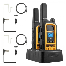 Kit 2 Rádio Walkie Talkie 2W Bidirecionais com 2 Fones de Ouvido, DEWALT DXFRS800