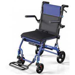 Cadeira de Rodas de Transporte Adulto Medorol Azul Dobrável Leve com Alça Telescópica e Freio Modelo J023