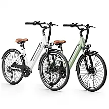 Bicicleta Elétrica Jasion YC1 ST Verde e Branco 1200W Motor Brushless Bateria Interna Removível 360Wh Pneus 66cm 7 Marchas Suspensão