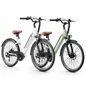 Bicicleta Elétrica Jasion YC1 ST Verde e Branco 1200W Motor Brushless Bateria Interna Removível 360Wh Pneus 66cm 7 Marchas Suspensão