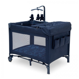 Berço Cercado Portátil com Trocador Removível e Três Ursos Brannan de Pelúcia, Delta Children, Azul