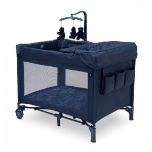 Berço Cercado Portátil com Trocador Removível e Três Ursos Brannan de Pelúcia, Delta Children, Azul