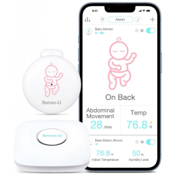 Monitor Inteligente para Bebês para Movimento Abdominal, Temperatura e Umidade, Sense U, Branco