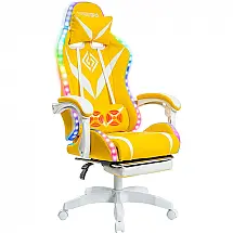 Geepro Cadeira Gamer Ergonômica Reclinável e Giratória com Luzes LED, Amarela