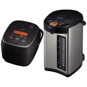 Kit Panela de Arroz Elétrica 10 Xícaras NW JEC10BA e Chaleira Elétrica 5 Litros JAC50XB, 110V, Zojirushi, Preta