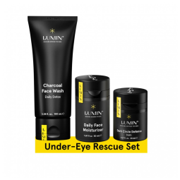 Kit Skincare de Cuidados com a Pele para Homens com Esfoliante, Clareador de Carvão e Balsamo Labial, LUMIN, Preto