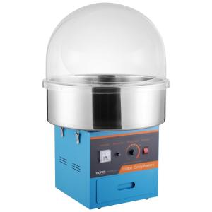 Máquina de Algodão Doce Elétrica Profissional com Tampa, Colher de Açúcar e Gaveta, 110V, VEVOR, Azul