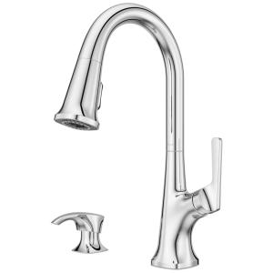 Torneira Cozinha com Pulverizador Retrátil e Dispensador de Sabão, Arco Alto, Pfister Ridgeline F5297RGC