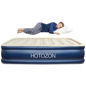 Colchão Inflável Solteiro com Bomba Embutida, Para até 150KG, HOTOZON, Azul