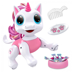 Power Your Fun Robo Pets Unicorn Toy Rosa – Robô Interativo Programável com Controle por Gestos e Remoto para Crianças a Partir de 3 Anos