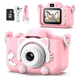 Câmera infantil Goopow para crianças de 3 a 8 anos, com vídeo HD 1080p, 12 MP, zoom digital 8x, 28 molduras divertidas, jogos e cartão SD de