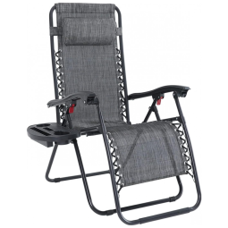 Cadeira Reclinável Ajustável Gravidade Zero com Almofada Removível e Porta Copos, ABCCANOPY, Cinza Escuro