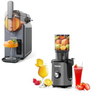 Conjunto Máquina de Raspadinha com Espremedor a Frio, Juicer de Mastigação Lenta 40 RPM com Boca de 10,8 cm para Frutas e Vegetais Inteiros