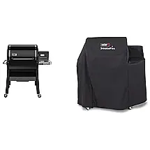 EX4 Churrasqueira a Lenha Portátil serve até 16 Pessoas com Painel LED e Capa, WEBER, Preto