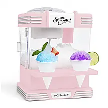 Nostalgia Máquina de Raspar Gelo Retro para Snow Cone - Capacidade 4,7L, Lâminas Aço Inox, Rosa