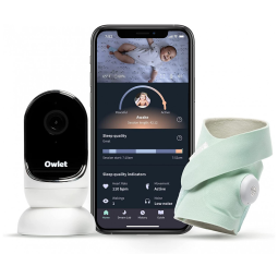 Baba Eletrônica com Câmera em HD e e Dream Sock Indicador de Qualidade do Sono, Owlet, Branca