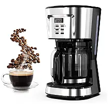 Cafeteira Elétrica Programável 2.8L em Aço Inoxidável com Painel Digital, 110v, MAFUSHAD, Prateado