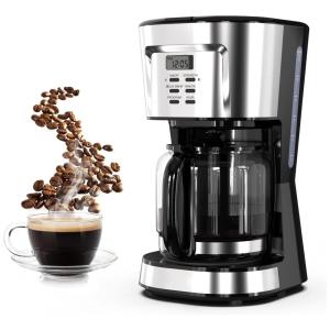 Cafeteira Elétrica Programável 2.8L em Aço Inoxidável com Painel Digital, 110v, MAFUSHAD, Prateado