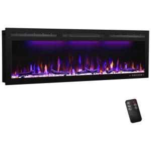 Mystflame Lareira Elétrica de Embutir A62x83L, com Controle Remoto Chamas Ajustáveis e Tela Sensível ao toque, 110V, Preto