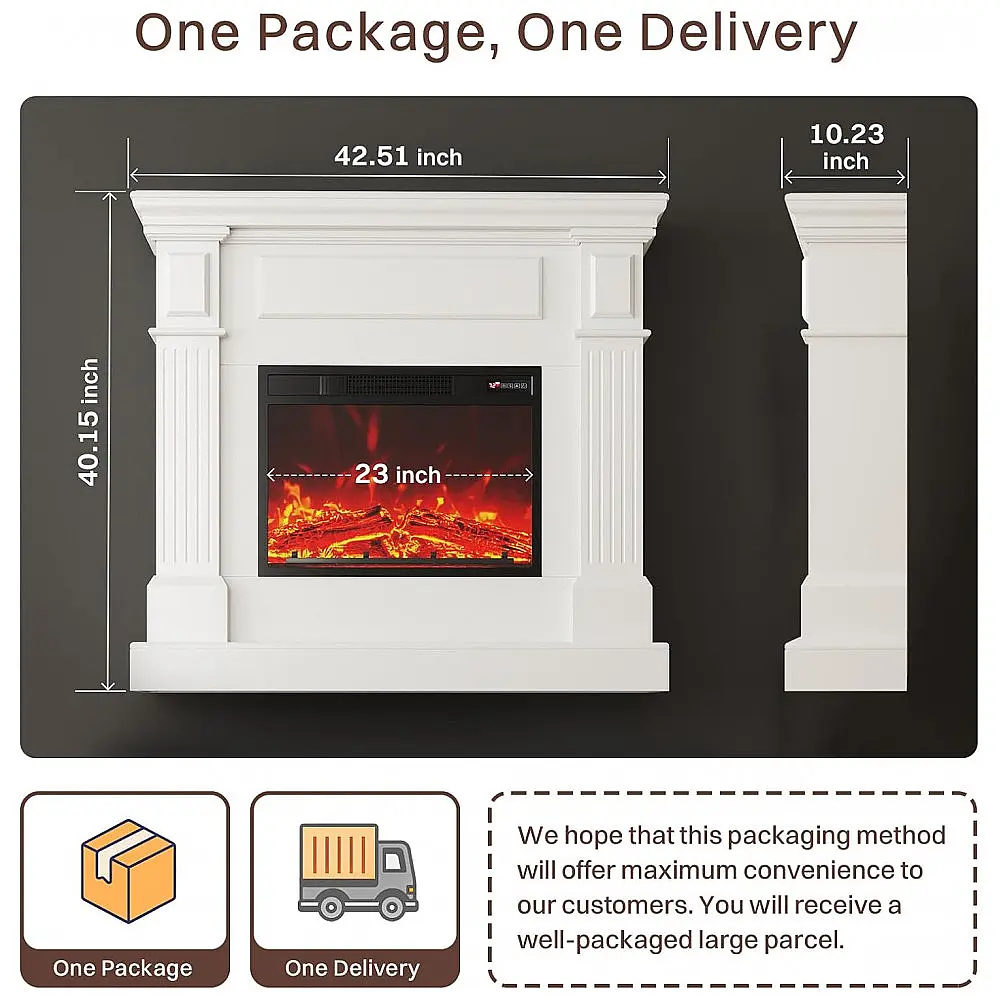 Lareira Elétrica FODINGHILL com Console de Madeira 109 cm Insert 58 cm 1400 W Timer 8h Uso Interno — foto 2