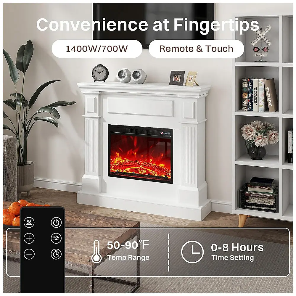 Lareira Elétrica FODINGHILL com Console de Madeira 109 cm Insert 58 cm 1400 W Timer 8h Uso Interno — foto 3