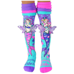 Meias Mermaid Vibes, Meias Fofas até o Joelho com Babados e Asas 3D para se Destacar no Mar. 3-5T Multi,MADMIA