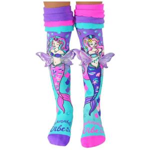 Meias Mermaid Vibes, Meias Fofas até o Joelho com Babados e Asas 3D para se Destacar no Mar. 3-5T Multi,MADMIA