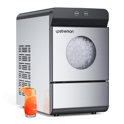 Máquina de Gelo até 14 kg em 24H Portátil com Autolimpeza, 110V, Upstreman X90 pro, Preto e Prata