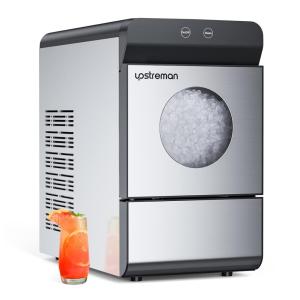 Máquina de Gelo até 14 kg em 24H Portátil com Autolimpeza, 110V, Upstreman X90 pro, Preto e Prata