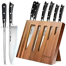 TICWELL Conjunto de Facas em Aço Inoxidável com Bloco de Bancada, 7 Peças, Preto