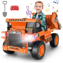 Caminhão Basculante Elétrico de 12V com Controle Remoto Para os Pais. Inclui Pá e Caçamba. Hikole