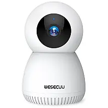 Câmera de Segurança Interna sem Fio 1080p com App de Controle e Visão Noturna, WESECUU, Branca