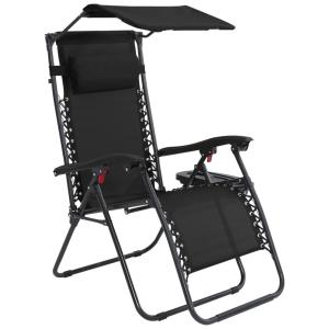 Cadeira Reclinável Ajustável Gravidade Zero com Apoio de Cabeça e Porta Copos e Cobertura de Sombra, ABCCANOPY Patiochair with shade, Rosa
