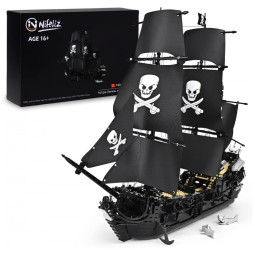 Kit de Construção Navio s, 3423 Peças, NIFELIZ Black skull Pirates Ship, Preto