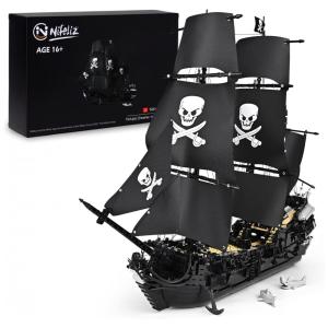 Kit de Construção Navio s, 3423 Peças, NIFELIZ Black skull Pirates Ship, Preto