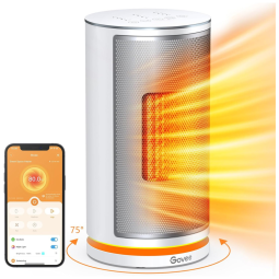 Aquecedor Elétrico de Cerâmica com Termostato, Oscilação 75 °, Controle por App e Voz, 110V 1500W, Govee, Branco