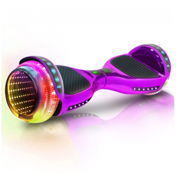 Hoverboard Emaxusa Roxo de 6,5 Polegadas para Crianças com Bluetooth, Rodas LED Estilo Túnel e Plataforma Antiderrapante