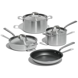 Conjunto de Panelas e Frigideiras Antiaderentes de Aço Inoxidável, 7 Peças, Revestimento, MADE IN Graphite, Prateado