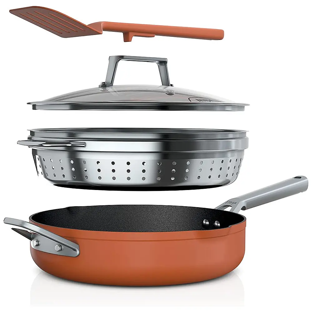 Frigideira Antiaderente 4L Multifuncional com Tampa de Vidro suporta até 260 graus com Páprica, NINJA CW102CP, Laranja escuro