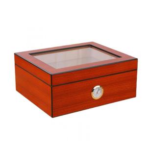 Umidor de Charuto Artesanal em Madeira de Shabelle, com Umidificador e Higrômetro, Tampa de Vidro e Capacidade para 20 Charutos,Nidivey